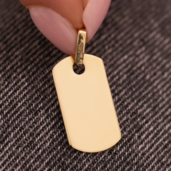 İsim Yazılabilir Asker Plaka 14 Ayar Kolye Ucu