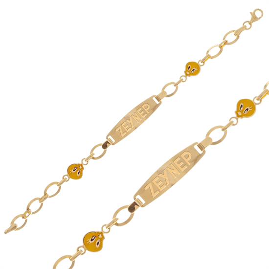 İsim Yazılabilir Çocuk Bileklik 14 Ayar Altın