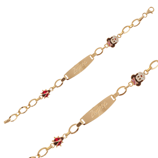 İsim Yazılabilir Çocuk Bileklik 14 Ayar Altın