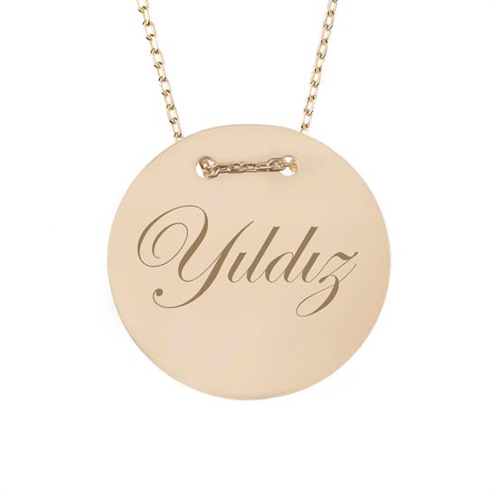 İsim Yazılabilir Nazarlıklı Plaka 14 Ayar Kolye 1,2 Cm
