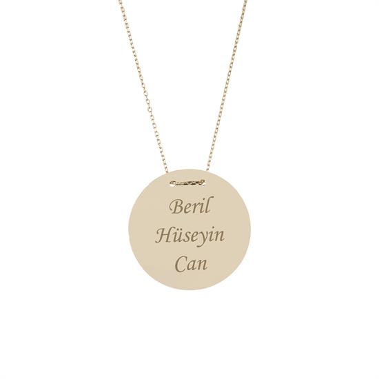 İsim Yazılabilir Plaka 14 Ayar Kolye 2.6 Cm