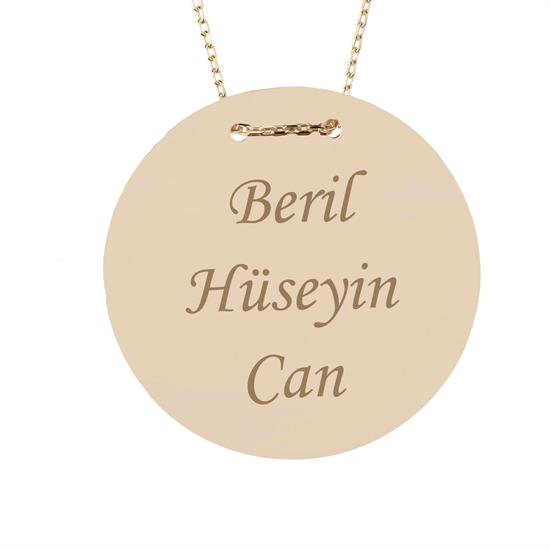 İsim Yazılabilir Plaka 14 Ayar Kolye 2.6 Cm