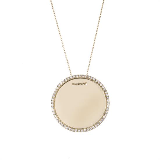 İsim Yazılabilir Plaka 14 Ayar Kolye 3 Cm