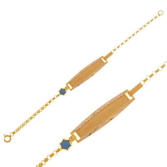 İsim Yazılabilir Yıldzılı Çocuk Bileklik 14 Ayar Altın