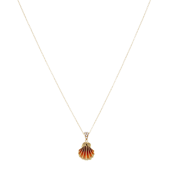 İstiridye Figürlü Kolye 14 Ayar Altın