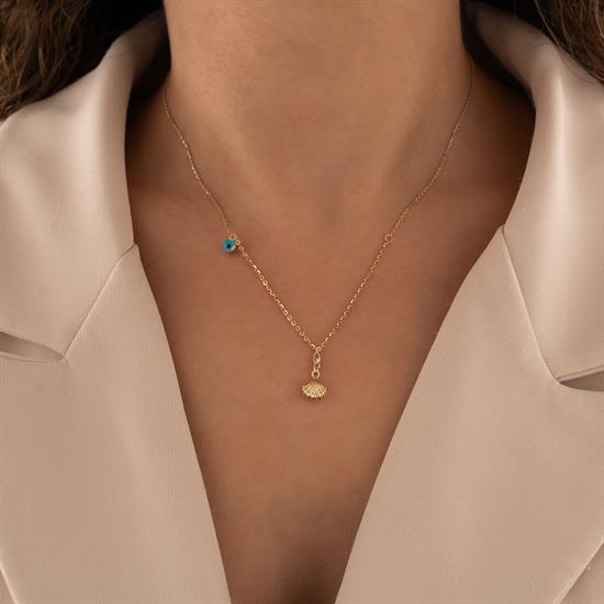 İstiridye Model 14 Ayar Altın Kolye