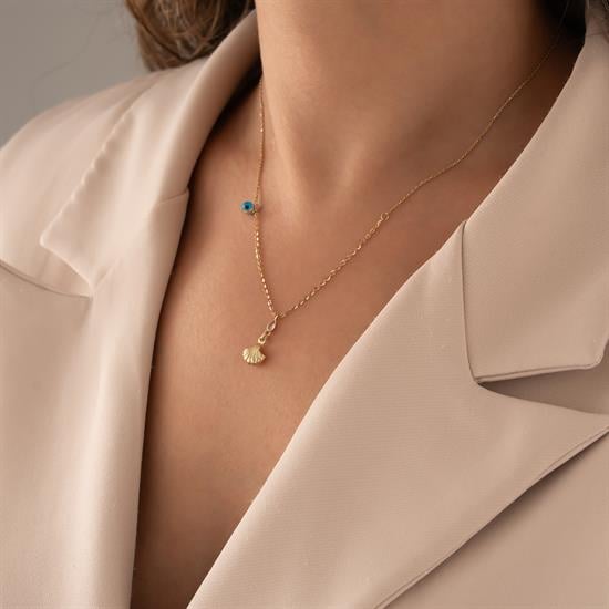 İstiridye Model 14 Ayar Altın Kolye