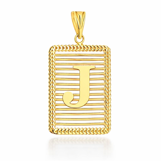 J Harfi Izgara Model 14 Ayar Kolye Ucu