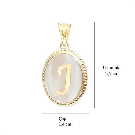 J Harfi Sedefli 14 Ayar Altın Kolye Ucu