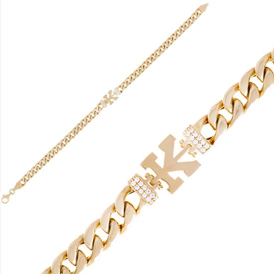 K Harfi 14 Ayar Altın Bileklik