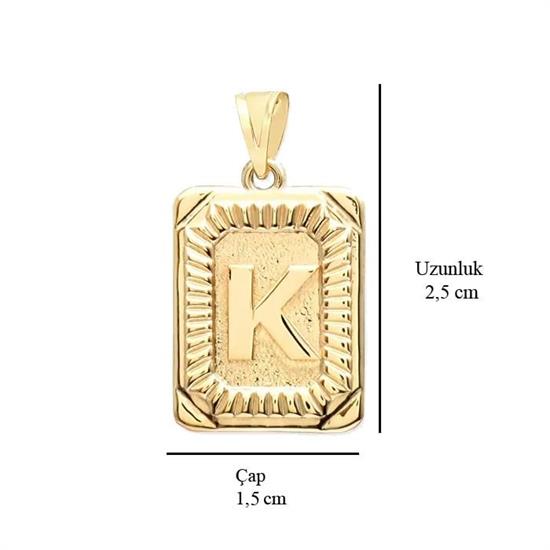 K Harfi 14 Ayar Altın Kolye Ucu