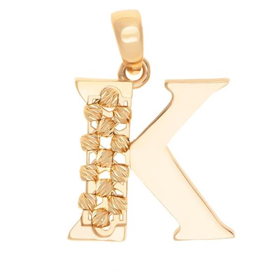 K Harfi Dorika Toplu 14 Ayar Altın Kolye Ucu