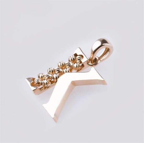 K Harfi Dorika Toplu 14 Ayar Altın Kolye Ucu