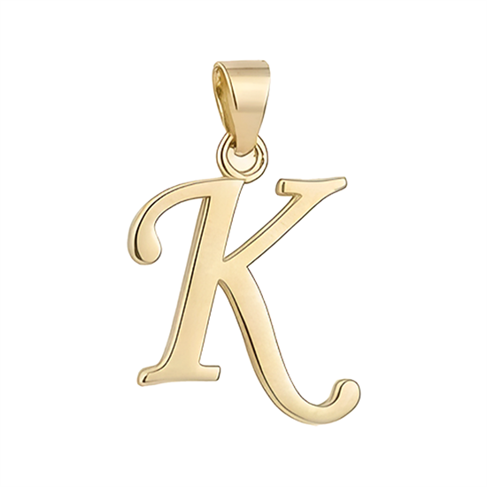 K Harfi El Yazısı 14 Ayar Kolye Ucu
