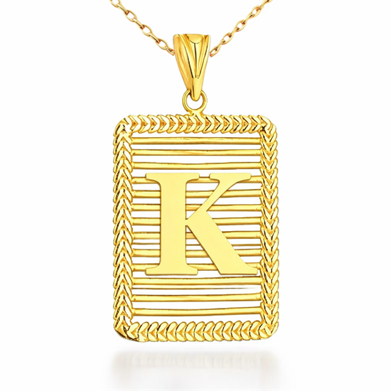 K Harfi Izgara Model 14 Ayar Kolye Ucu