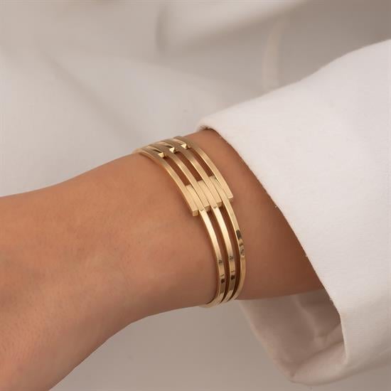 Kaburga Model Kelepçe 14 Ayar Altın