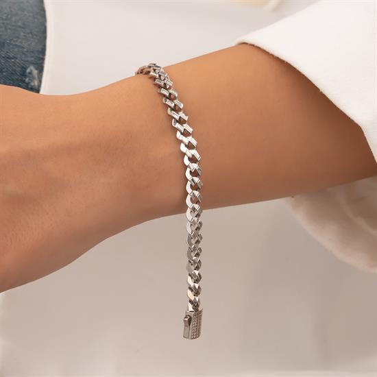 Kalemli Gurmet Model 14 Ayar Beyaz Altın Bileklik