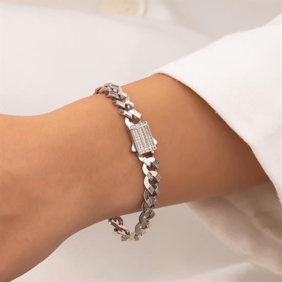 Kalemli Gurmet Model 14 Ayar Beyaz Altın Bileklik