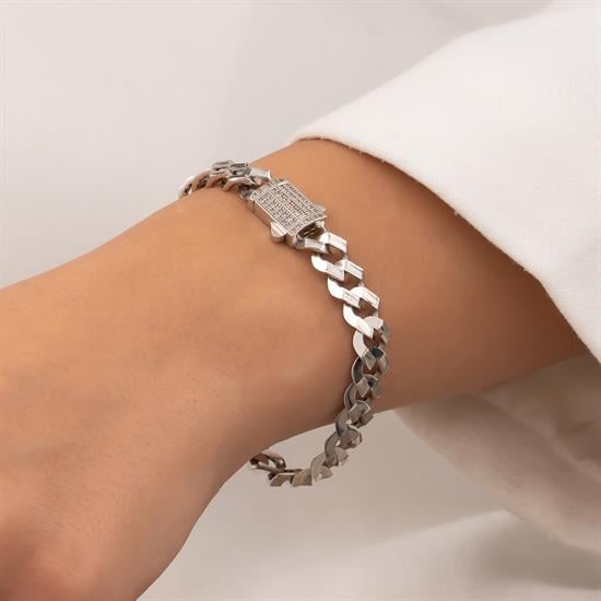 Kalemli Gurmet Model 14 Ayar Beyaz Altın Bileklik