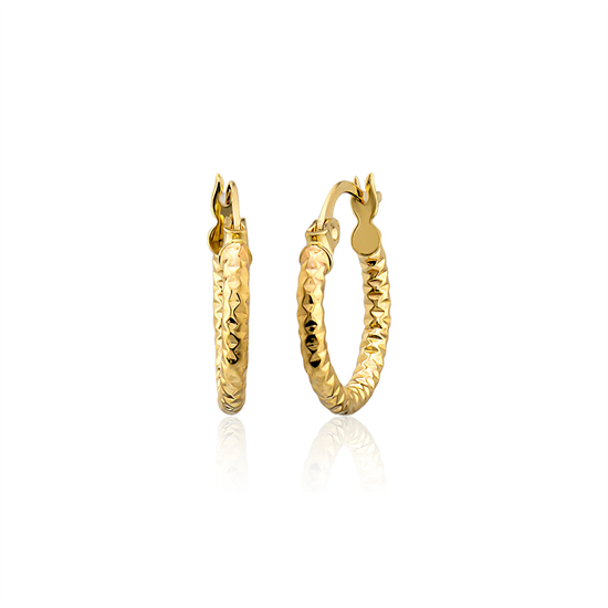 Kalemli Halka Küpe 14 Ayar Altın