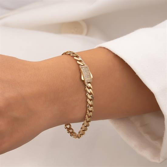 Kalemli Taşlı 14 Ayar Altın Bileklik