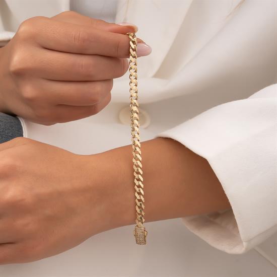 Kalemli Taşlı 14 Ayar Altın Bileklik