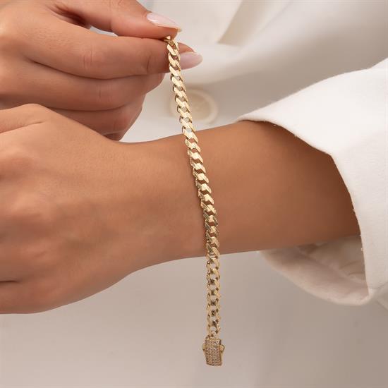 Kalemli Taşlı 14 Ayar Altın Bileklik