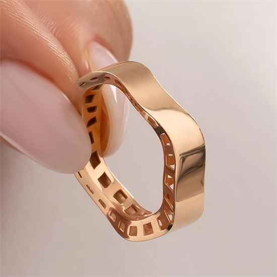 Kalın Geçişli Model 14 Ayar Altın Yüzük