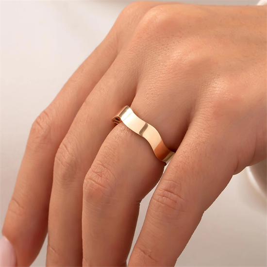 Kalın Geçişli Model 14 Ayar Altın Yüzük