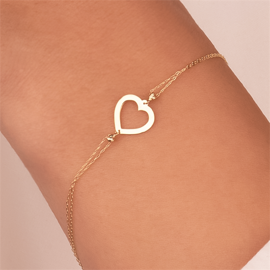 Kalp 14 Ayar Altın Minimal Bileklik