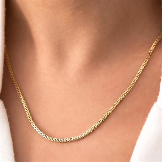 Kalp Detaylı Küp Tasarım 14 Ayar Zincir