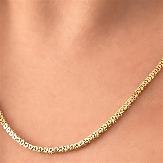 Kalp Detaylı Küp Tasarım 14 Ayar Zincir