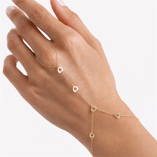 Kalp Figürlü 14 Ayar Altın Şahmeran Bileklik