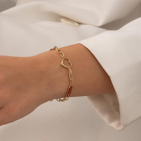 Kalp Model 14 Ayar Altın Bileklik