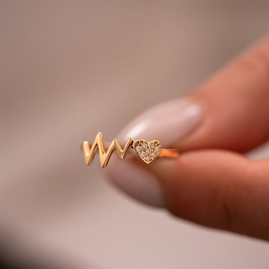 Kalp Ritim 14 Ayar Altın Yüzük