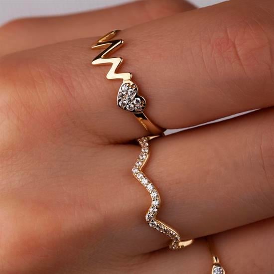 Kalp Ritim 14 Ayar Altın Yüzük