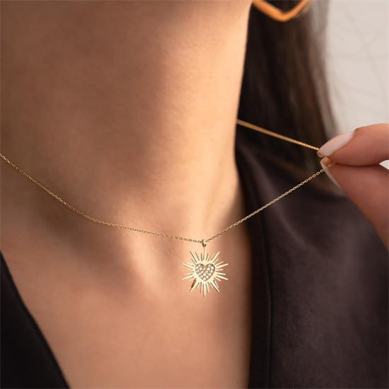 Kalpli Güneş 14 Ayar Altın Kolye