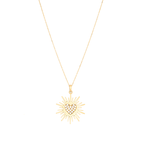 Kalpli Güneş 14 Ayar Altın Kolye