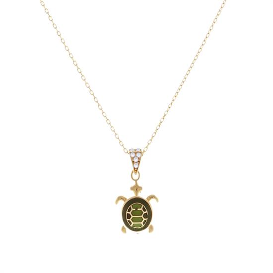 Kaplumbağa Figürlü Kolye 14 Ayar Altın