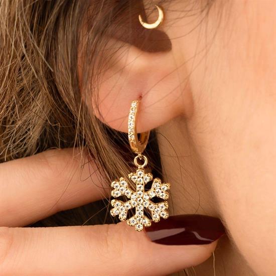 Kar Tanesi 14 Ayar Altın Küpe