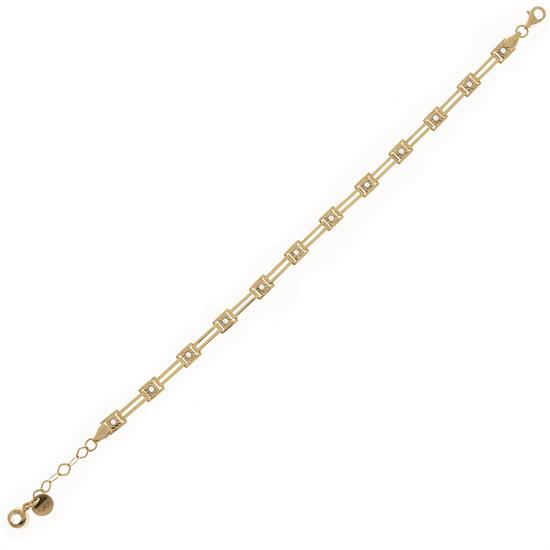 Kare Tasarım Taşlı 14 Ayar Altın Bileklik 