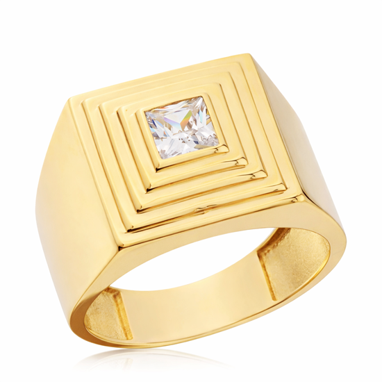 Kare Taşlı 14 Ayar Altın Yüzük