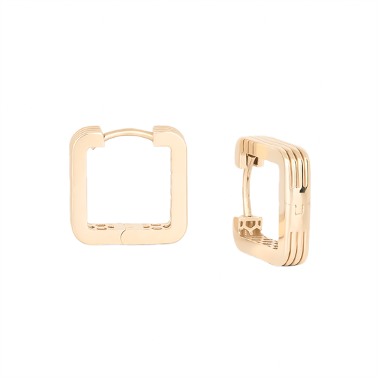 Kare Taşsız Halka Küpe 14 Ayar Altın