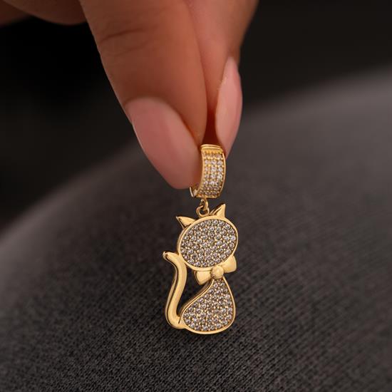 Kedi Kolye Ucu 14 Ayar Altın