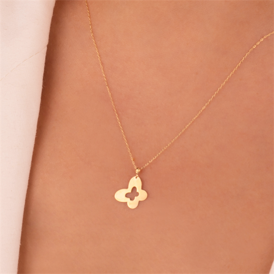 Kelebek 14 Ayar Altın Minimal Kolye