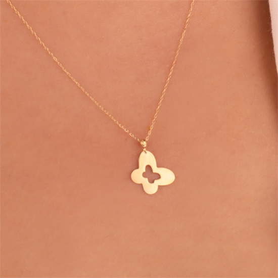 Kelebek 14 Ayar Altın Minimal Kolye