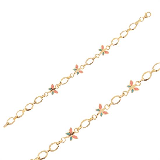 Kelebek Figürlü Çocuk Bileklik 14 Ayar Altın