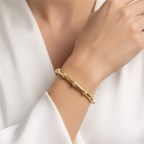 Kemik Model 14 Ayar Altın Kelepçe