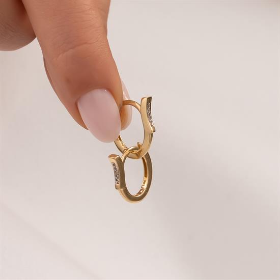 Kenarı Taşlı 14 Ayar Altın Küpe