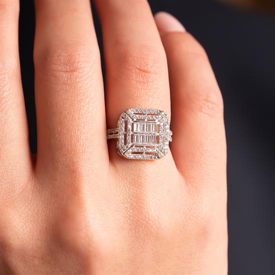 Kenarı Taşlı Baget 14 Ayar Altın Yüzük